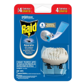  Aparato Insecticida Eléctrico Tabletas Mosquitos y Zancudos Con 4 Tabletas  Raid     