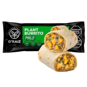 Burrito Philly Relleno Sabor Carne y Queso Cheddar Vegano Con Champiñones, Cebolla y Morrón Verde D'RAIZ 205Gr