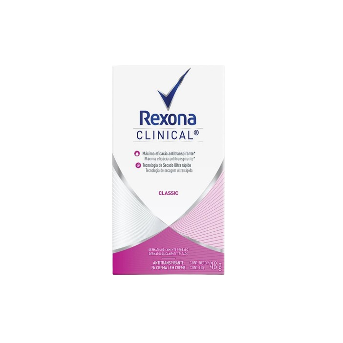 Desodorante Femenino Rexona Crema Clinical Antitranspirante Barra 48gr