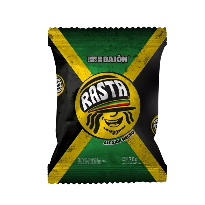 Alfajor Chocolate Negro Rasta  70 gr 