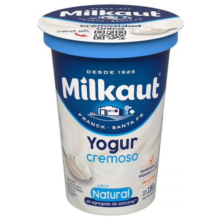 Yogur Cremoso Entero Natural Milkaut 180gr.