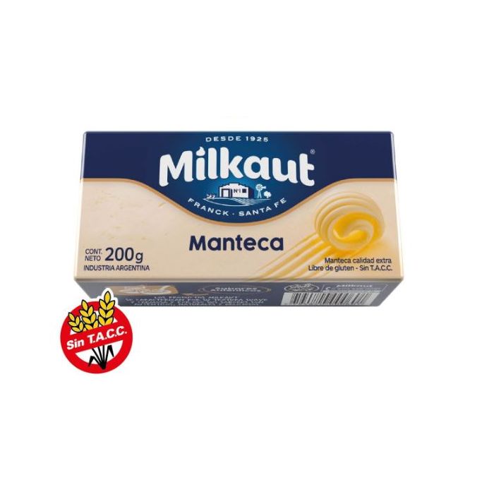 Manteca fácil de untar, libre de gluten (sin TACC) Contiene 200 gr.